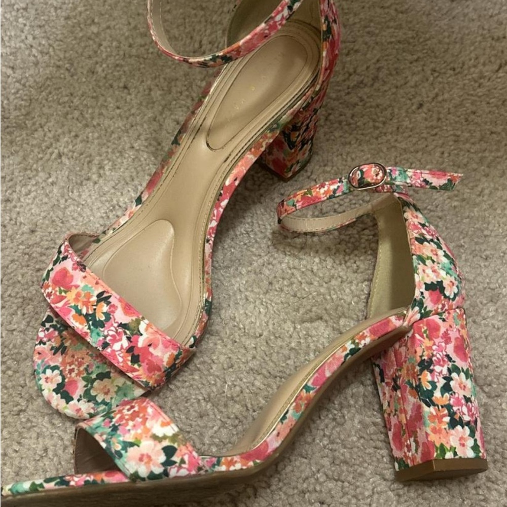 Floral Block Heel Sandals